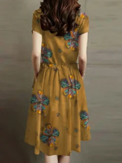 Flower Print Drawstring Waist Pocket Short Sleeve Vintage Dress 15 Flower Print Drawstring Waist Pocket Short Sleeve Vintage Dress -Zanzea Shop 4c90f9bc c45e 484f 8676 3d24b373bf6c
