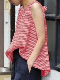 Plaid Knotted Round Neck Sleeveless Casual Tank Top 10 Plaid Knotted Round Neck Sleeveless Casual Tank Top -Zanzea Shop 4cb87e45 dbaa 4396 a4df 16c48a39d5e7