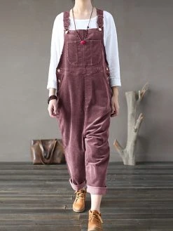 Solid Color Button Pockets Sleeveless Corduroy Jumpsuits 8 Solid Color Button Pockets Sleeveless Corduroy Jumpsuits -Zanzea Shop 4cc10261 6ccf 4856 ba65 443534492098