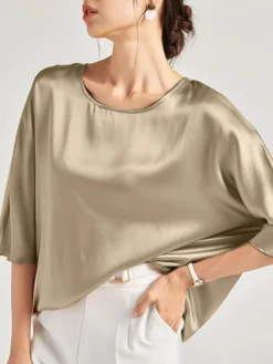 Solid Loose Dolman Sleeve Satin Crew Neck Women Blouse 21 Solid Loose Dolman Sleeve Satin Crew Neck Women Blouse -Zanzea Shop 4d1db759 6064 49e7 8487 7650189a4424