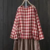 Casual Plaid O-neck Long Sleeve Plus Size Blouse
