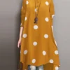 Polka Dot Print High-low Hem Long Sleeve Dress