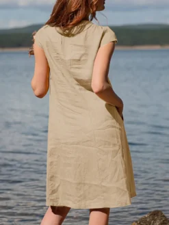 Women Solid Short Sleeve Pocket Crew Neck Dress -Zanzea Shop 4df795e5 52bb 4729 af0f f9d080ef687a