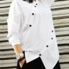 Women Irregular Button Design Solid Long Sleeve Shirt