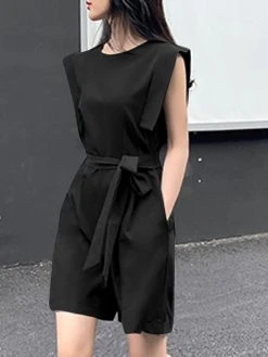 Solid Pocket Sleeveless Crew Neck Romper With Belt 17 Solid Pocket Sleeveless Crew Neck Romper With Belt -Zanzea Shop 4e4bc500 dbb2 4abc a99f fcd35deafc03