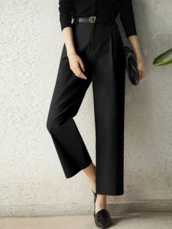 Solid Pocket Straight Leg Tailored Pants For Women -Zanzea Shop 4e719815 688f 4a15 8adc 8780f3d927ff