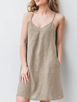 Solid Pocket Spaghetti Strap Backless Dress For Women -Zanzea Shop 4f53f403 ec4b 46ed b70b 7445203f47c1