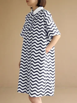 Chevron Pattern Pocket Button Lapel Short Sleeve Casual Dress -Zanzea Shop 4f820c3d baa3 4961 a483 e47e232da030