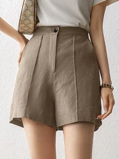 Solid Pocket Button Zip Front Wide Leg Shorts -Zanzea Shop 4fc9d15e 3581 4ce0 9300 5013621a5646