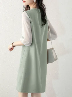 Contrast Dual Pocket 3/4 Sleeve V-neck Casual Dress -Zanzea Shop 4fdcd7ac bc45 4d20 aed7 564cb9927acb