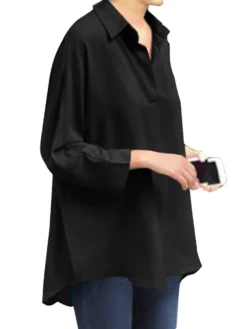 Lapel Solid Color Casual Plus Size Blouse For Women -Zanzea Shop 4ff67e10 0f6e 47db b9e5 7aa95efa4855