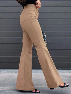 Corduroy Solid Pocket High Waist Bootcut Pants -Zanzea Shop 50af26c6 7671 43a6 9b5a edda9685de30