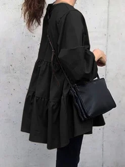 Casual O-neck Puff Sleeve Plus Size Pleated Shirt For Women -Zanzea Shop 50cf5be0 7819 442f a458 20db2eb0b907