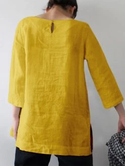 Solid 3/4 Sleeve Keyhole Back Slit Crew Neck Blouse 13 Solid 3/4 Sleeve Keyhole Back Slit Crew Neck Blouse -Zanzea Shop 50f069ce 9a63 41a9 a625 c5ac6456b0ff