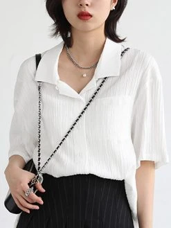 Solid Textured Half Sleeve Button Front Lapel Shirt 13 Solid Textured Half Sleeve Button Front Lapel Shirt -Zanzea Shop 518013b3 958a 4693 a068 5406dc5ab8e8