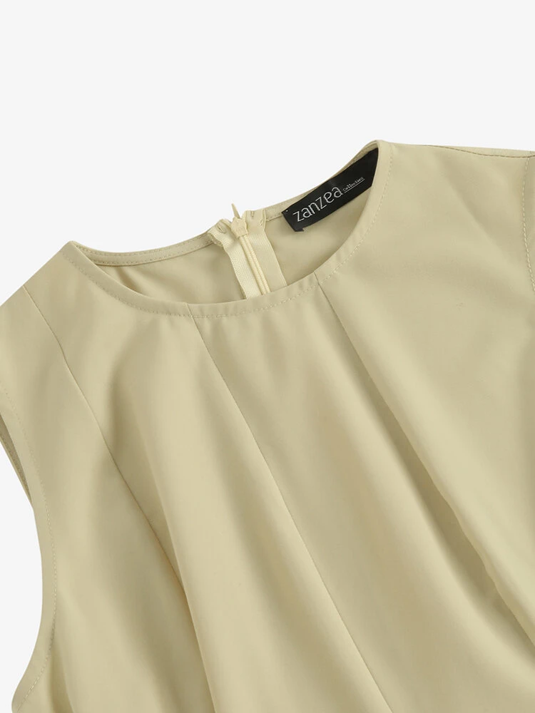 Solid Sleeveless Invisible Zip Crew Neck Mermaid Hem Dress 7 Solid Sleeveless Invisible Zip Crew Neck Mermaid Hem Dress - Image 7