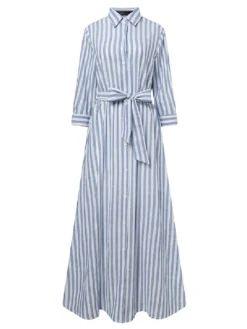 Striped Print Waistband Button Long Sleeve Casual Dress For Women -Zanzea Shop 521d31b8 b204 488b 8f6a 07c62e636fc4