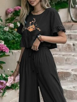 Embroidery Drawstring Waist Ruffle Wide Leg Two Pieces Suit 19 Embroidery Drawstring Waist Ruffle Wide Leg Two Pieces Suit -Zanzea Shop 5266e1f5 a4a6 4534 a339 f5e9e7dca6b1
