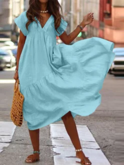 V-neck Short Sleeve Loose Solid Color Plus Size Dress 17 V-neck Short Sleeve Loose Solid Color Plus Size Dress -Zanzea Shop 539e04c8 cfe9 4063 8567 75778f016a9c