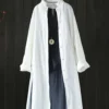 Vintage Irregular Button Split Solid Plus Size Long Shirt