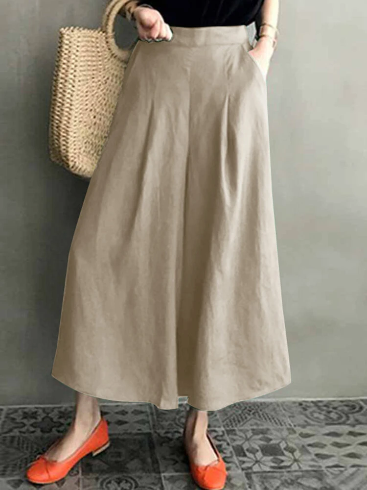 Solid Loose Pocket Elastic Waist Wide Leg Pants 1 Solid Loose Pocket Elastic Waist Wide Leg Pants