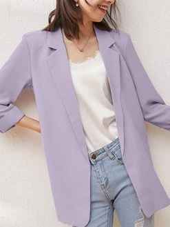 Solid Lapel Slit Hem Back Long Sleeve Blazer For Women -Zanzea Shop 55ea8714 e241 4170 8621 dbcac36b4e90