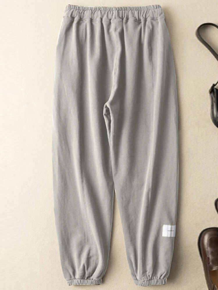 Elastic Waist Drawstring Pocket Casual Women Sweatpants 2 Elastic Waist Drawstring Pocket Casual Women Sweatpants - Image 2