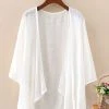 Solid Color 3/4 Sleeves Casual Thin Cardigan For Women