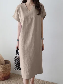 Solid V-neck Short Sleeve Dress For Women 21 Solid V-neck Short Sleeve Dress For Women -Zanzea Shop 574ac4ac 8301 4bfa b527 a3a9e6ebcff6