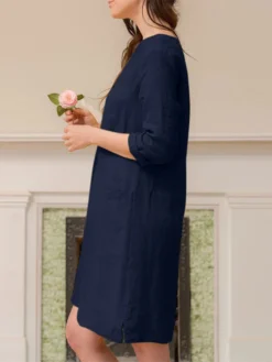 Solid Dual Pocket Slit Hem V-neck 3/4 Sleeve Vintage Dress 14 Solid Dual Pocket Slit Hem V-neck 3/4 Sleeve Vintage Dress -Zanzea Shop 580671d3 6d58 4304 b5dd 517d03f96d4c