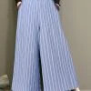 Striped Print Pocket Loose Wide Leg Pants