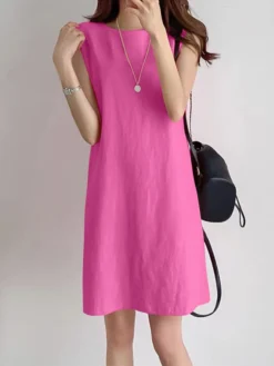 Solid Sleeveless O-neck Cotton Dress -Zanzea Shop 586be4d5 f8b1 4035 87fb 0b50ce7d1148