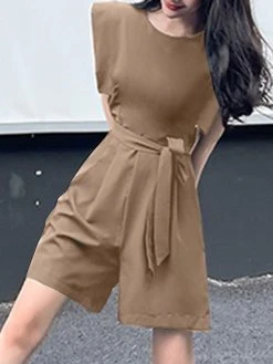 Solid Pocket Sleeveless Crew Neck Romper With Belt 23 Solid Pocket Sleeveless Crew Neck Romper With Belt -Zanzea Shop 587fcbbe 6042 4afc 8de3 81dd87f85702