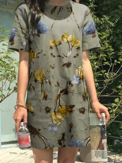 Flower Print Short Sleeve Pocket Crew Neck Vintage Dress 9 Flower Print Short Sleeve Pocket Crew Neck Vintage Dress -Zanzea Shop 58d405c5 0bbf 413e 8201 0f2e0fa20ca0