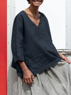 Solid 3/4 Sleeve V-neck Loose Blouse For Women -Zanzea Shop 58e83a70 b7b8 4056 b31f c4574530ef66
