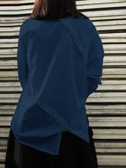 Women Irregular Button Design Solid Long Sleeve Shirt -Zanzea Shop 592e7455 b521 4977 b683 1e5d5a8ee536