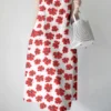 Women Allover Floral Print Crew Neck Sleeveless Dress