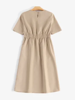 Women Solid Double Pocket Casual Short Sleeve Dress -Zanzea Shop 59942ead eefa 44cc a8f8 76838cefd719