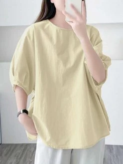 Solid Dolman Sleeve Loose Crew Neck Casual Blouse -Zanzea Shop 59ccbe5d 1e63 4944 9a89 344f2fe45b64