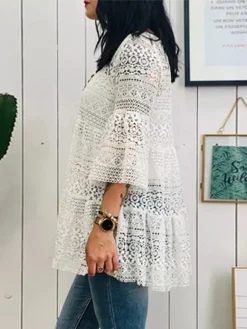 Lace Crochet Ruffle Half Sleeve Plus Size Blouse -Zanzea Shop 5aaf3ecd 3c55 4fa0 acdb 59bdf462e8cf