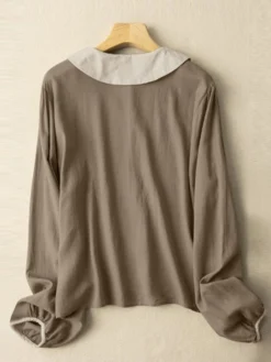 Contrast Long Sleeve Button Front Lapel Women Blouse -Zanzea Shop 5bb2ccc1 96e5 4a9b a4ef 908750d5582c