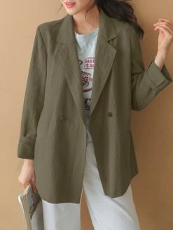 Solid Button Front Lapel Long Sleeve Casual Blazer -Zanzea Shop 5ca57faa 1d64 49b9 aef4 cf2ba8e72b74