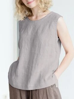 Solid Crew Neck Keyhole Back Casual Tank Top -Zanzea Shop 5cb95007 ff92 438f b529 8b94af02e7b3