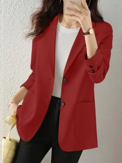 Solid Button Front Pocket Lapel Long Sleeve Blazer -Zanzea Shop 5d2a696d a206 44d6 bc6f bc3484de9cbe
