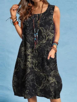 Plants Print Sleeveless Pocket Crew Neck Vintage Dress 10 Plants Print Sleeveless Pocket Crew Neck Vintage Dress -Zanzea Shop 5d4cab2e c0a7 4b97 8c03 2ac8cc3e379f