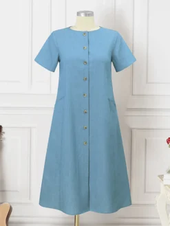 Women Solid Button Front Short Sleeve Denim Shirt Dress 10 Women Solid Button Front Short Sleeve Denim Shirt Dress -Zanzea Shop 5d7e79ae 4755 48fa b4ab 099c9a7f9497