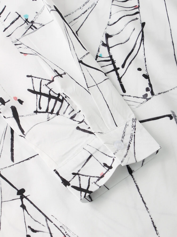 Splash Ink Print Long Sleeve Irregular Plus Size Long Shirt 5 Splash Ink Print Long Sleeve Irregular Plus Size Long Shirt - Image 5