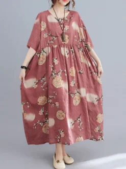 Flower Print Half Sleeve O-neck Loose Women Vintage Dress 10 Flower Print Half Sleeve O-neck Loose Women Vintage Dress -Zanzea Shop 5e1053fe 42c7 40dd 8593 5b7540eedd7f