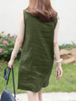 Solid Sleeveless Button Front Lapel Dress For Women -Zanzea Shop 5e2b69cb f198 4176 bba5 e95932791ba2