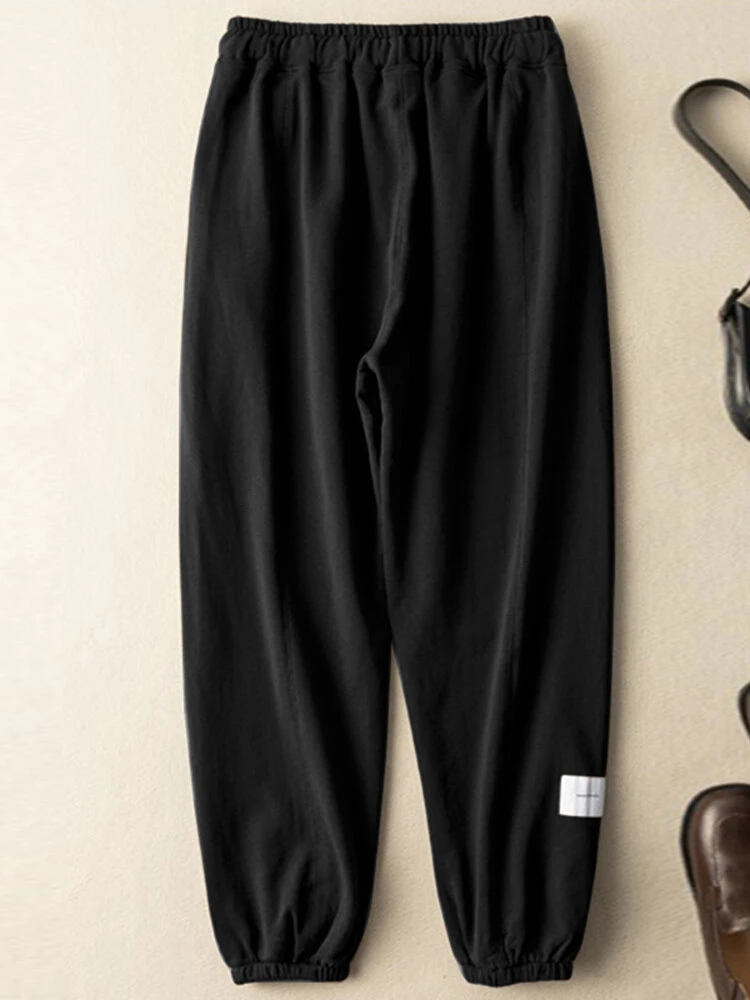 Elastic Waist Drawstring Pocket Casual Women Sweatpants 4 Elastic Waist Drawstring Pocket Casual Women Sweatpants - Image 4